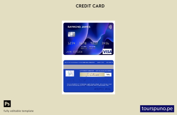 listo para imprimir plantilla de tarjeta visa Raymond James Financial Bank de EE